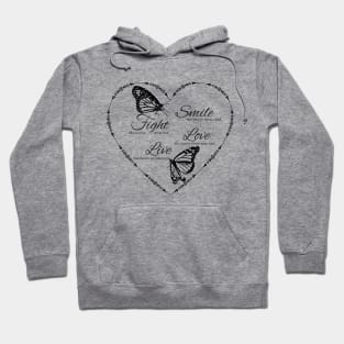 Smile Fight Love And Live Ornamental Heart Hoodie